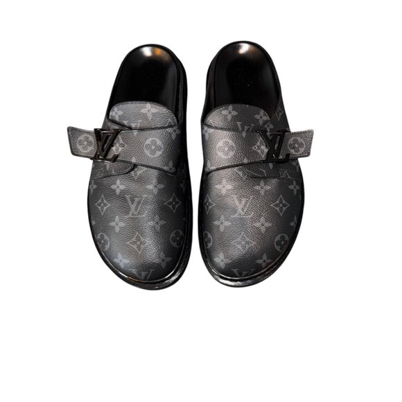 LOUIS VUITTON Men Easy Mule slip-on style shoe in black and grey Size USA 10 EUC - Picture 9 of 10